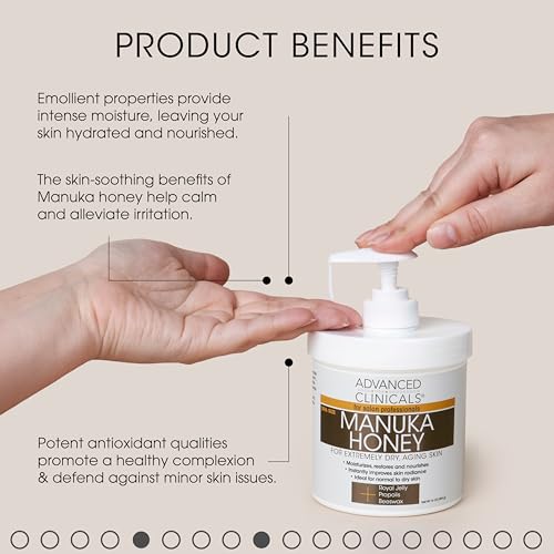 Advanced Clinicals Retinol Body Lotion + Manuka Honey Cream 2pc Set | Moisturizer Face Lotion & Body Cream | Crepey Skin Care Treatment | Retinol Cream Targets Look Of Crepe Skin & Sagging Skin, 2pc