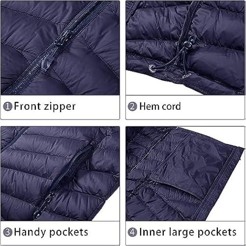 CAMEL CROWN Men Packable Down Jacket Hooded Lightweight Puffer Insulated Coat for Travel Outdoor Hiking