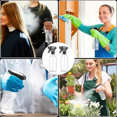 Cosywell Plastic Spray Bottles 12oz/360ml 2 Pack Empty Spray Bottles for Cleaning Misting Spray Bottle for Hair, Essential Oils, Toners Rose Water Cosmetics (Clear)