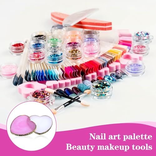 Heart-Shaped Resin Nail Art Palette Set 2PCS with Gold Trim