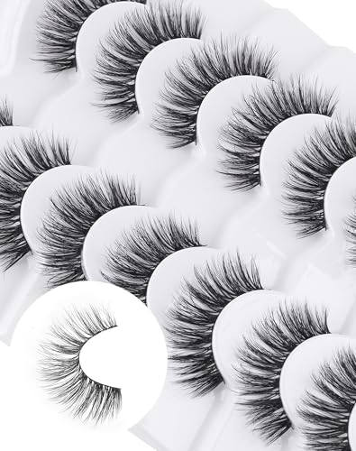 Wispy Mink False Eyelashes 14MM - Natural 3D Fluffy Lashes 7 Pairs