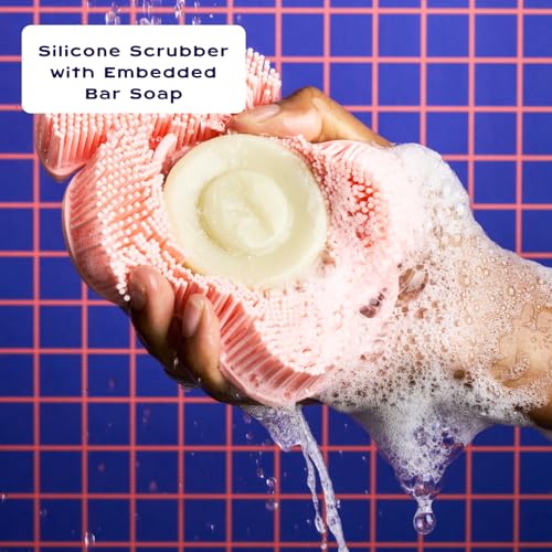 Smoosh¢ç Body Scrubber, Sage & 2-Count Bar Soap, Amber Santal - Silicone Body Scrubber with Embedded Bar Soap for Shower Exfoliation and Cleansing