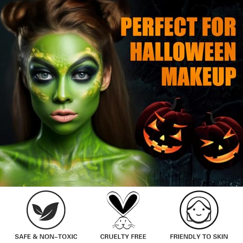Halloween Witch Makeup Set – Green Face Paint & Costume Kit