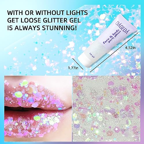 White Holographic Glitter Gel – 50ml Body & Face Sparkle