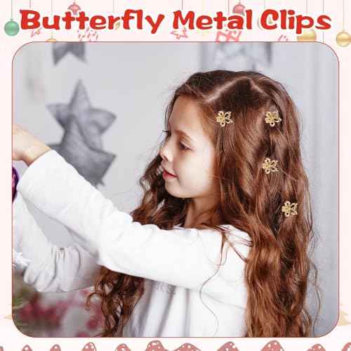 20 PCS Small Flower Hair Clips for Women Mini Tiny Sparkling Metal Gold Hair Flower Claw Clips Sweet Bangs Clips Decorative Cute Hair Accessories Gifts for Christmas Parties Girl Partners Children