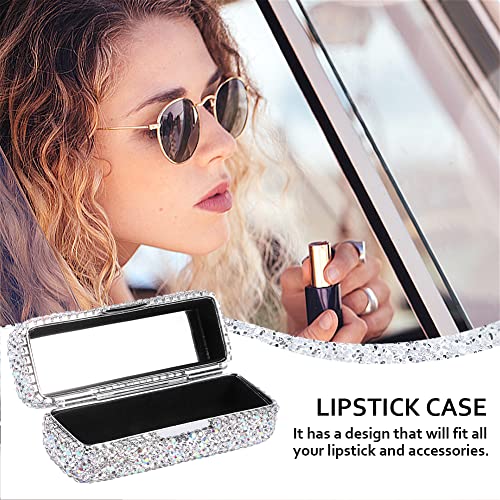 Rhinestone Lipstick Case with Mirror & Organizer