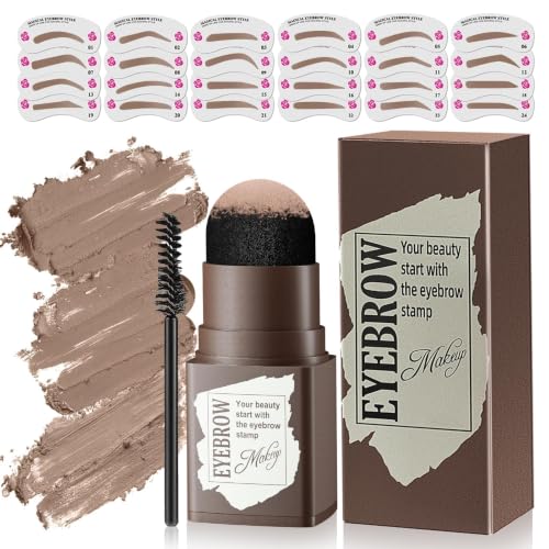 24-Piece Eyebrow Stamp Kit with Stencils & Brush - Waterproof