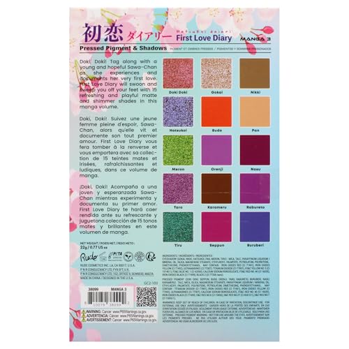 Manga Collection Pressed Pigments and Shadows Palette - First Love Diary by Rude Cosmetics for Women - 0.77 oz Palette