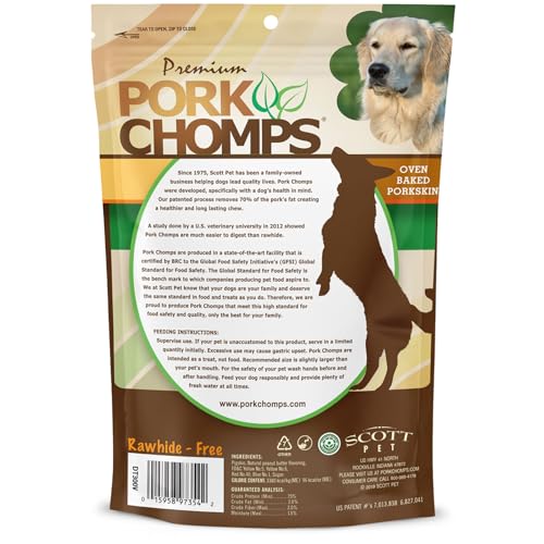 Pork Chomps Baked Pork Skin Dog Chew, 6-inch Twists, Peanut Butter Wrap, 4 Count