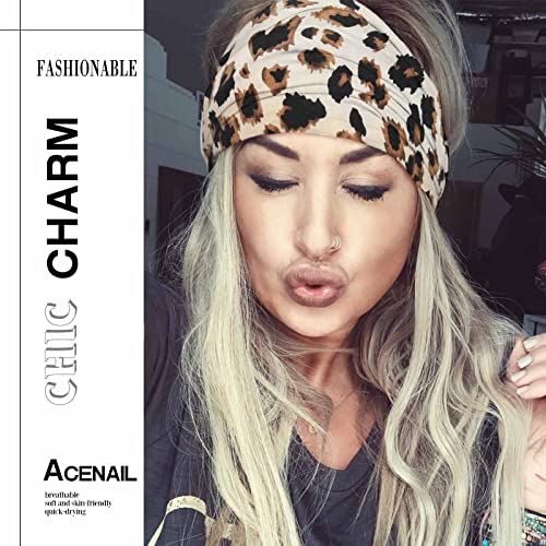 Acenail Leopard Wide Headband for Women - Non-Slip Turban 4Pcs
