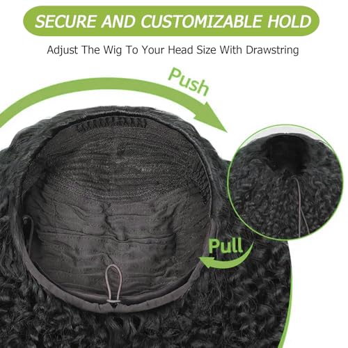 Hertune Kinky Curly Half Wig - 3-in-1 Glueless Wear & Go 14 Inch