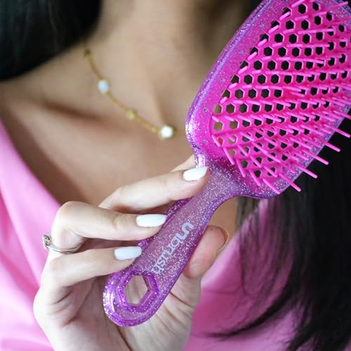 FHI Heat UNbrush Detangling Brush for Pain-Free Brushing on All Wet or Dry Hair Types — Durable DuoFlex Anti-Static Bristles, Lightweight Handle, Vented Hair Brush, Rose Quartz Pink