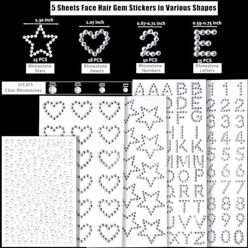 Self-Adhesive Face Gems Rhinestone Stickers - 463 Pcs
