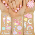 xo, Fetti Pastel Rainbow Temporary Tattoos - 50 Iridescent Foil Styles | Preppy Birthday Party Supplies, Smiley Party Favors, Party Vibes Only
