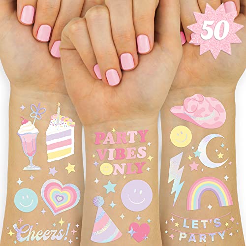 xo, Fetti Pastel Rainbow Temporary Tattoos - 50 Iridescent Foil Styles