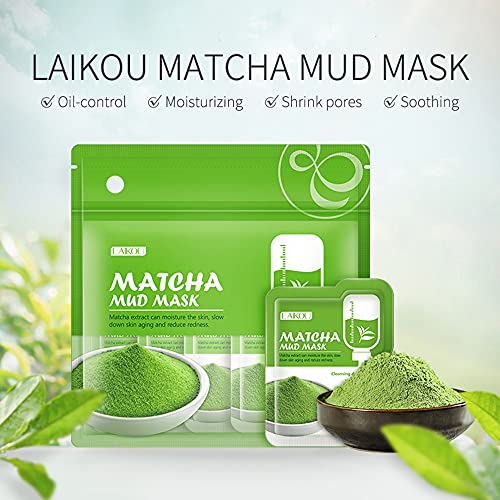 BEUKING Matcha Green Tea Face Mask, 12 Pcs, Deep Cleansing & Moisturizing Clay Mud Mask for Acne, Blackheads, Pore Remove, Skin-Friendly