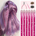 Rose Red Hair Tinsel Kit with Tools - 1200 Strands, 48 Inches