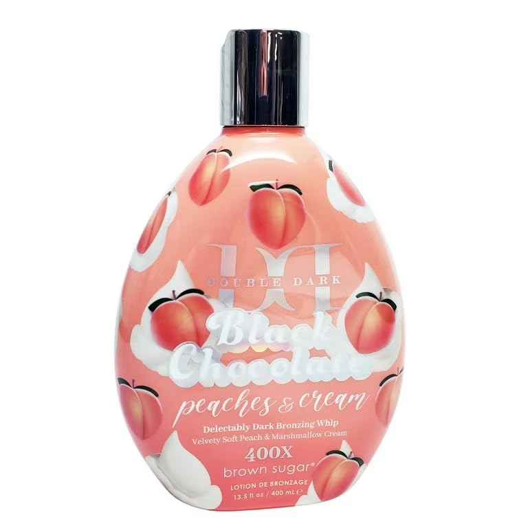 Brown Sugar Peaches & Cream 400X Double Dark Black Chocolate Bronzing Whip Tanning Lotion – Ultra Rich Skin Softening Formula for Deep, Long-Lasting Color – 13.5 oz