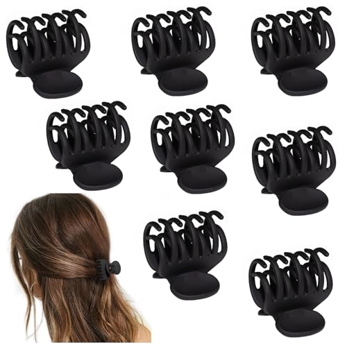 8PCS Double Row Claw Clips for Thin Hair - 1.6" Matte Black