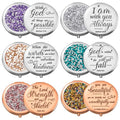 Thyle 12 Pcs Christian Compact Mirror Gifts for Women Bible Study Group Gift Verse Bulk Hand Makeup Compact Purse Religious Baptism for Easter Thank You Valentine's Day(Style 1,Colorful)