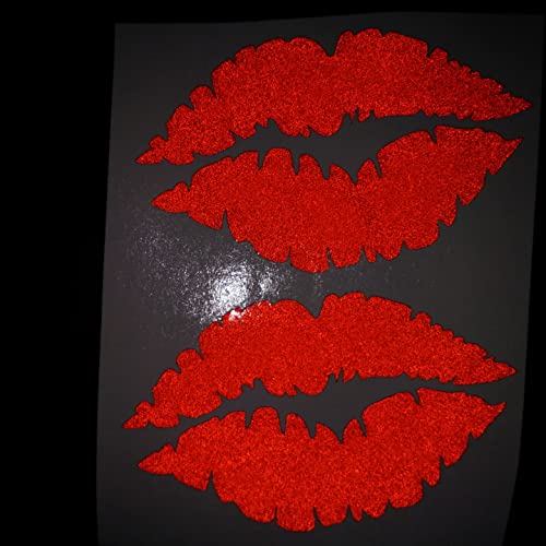 CUSHYSTORE 2X Lips Kiss Lady Sweet Girl Reflective Decal Sticker (3"x1.9", Red)