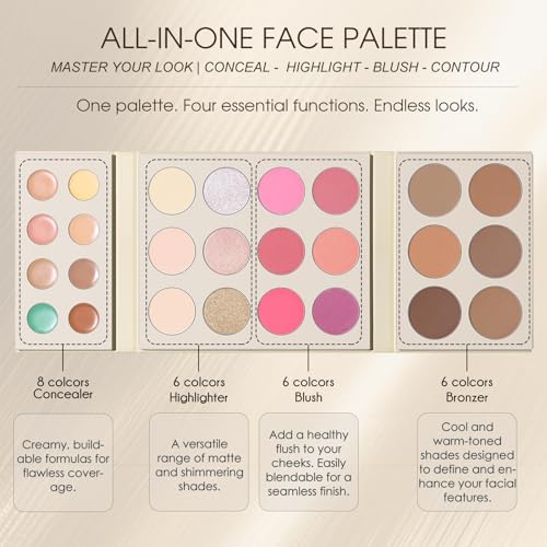 UCANBE 26-Color All-in-One Face Makeup Palette with Brushes