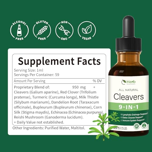 HerbWHOLESOME Cleavers Herbal Extract Drops for Immune Support - 2oz