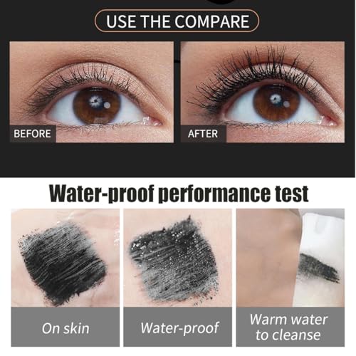 4D Silk Fiber Lash Mascara - Smudge-Proof, Extension, Voluminous, Natural & Waterproof, Long-Lasting, No Flaking/No Clumping, All Day Exquisitely Full (2 Packs)