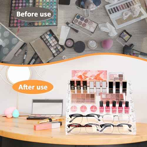 6-Tier Nail Polish Organizer Rack, Acrylic Display Stand Holder for Nail Paint, Tattoo ink, Essential Oil, Sunglasses Storage for Salon Vanity Table, Home Decor, Holds 72 Bottles