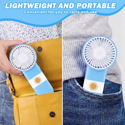 Argentina Flag Handheld Fans 12-Pack with Lanyards