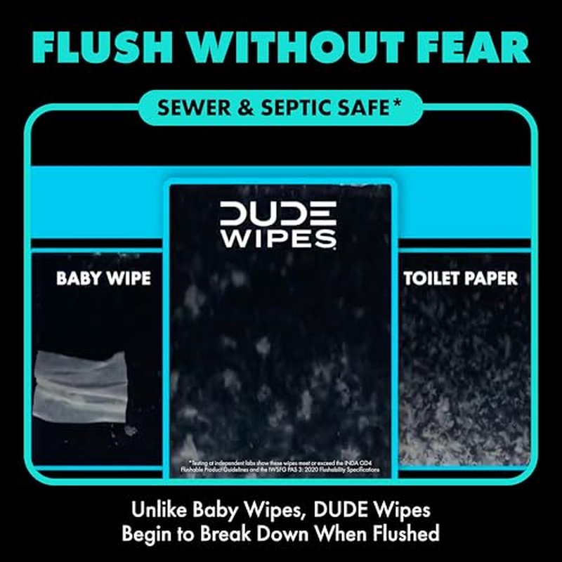 DUDE Wipes Mint Chill Pocket Packs - 48 Flushable Travel Wipes