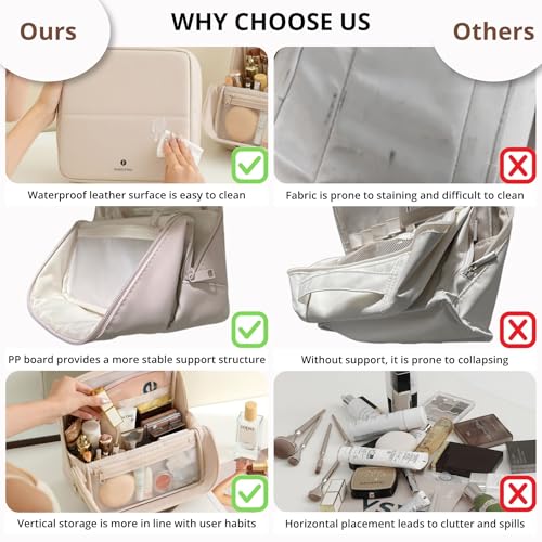 Tianzong Large Waterproof Makeup Bag with Magnetic Flap - Dusty Rose