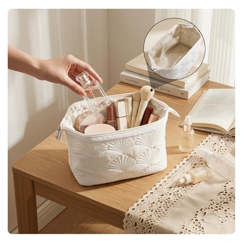 Wudygirl Puffy Makeup Bag with 3 Pockets - Travel Cosmetic Organizer
