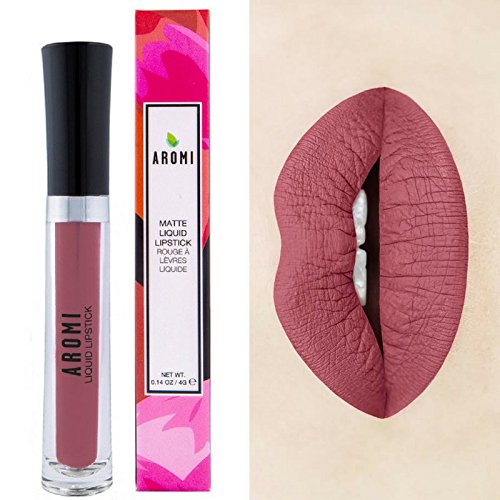 Aromi Rosy Chestnut Matte Liquid Lipstick | Warm, Earthy Rose Lip Color, Vegan, Cruelty-free, Smudge Proof + Long-Lasting Lipstick (Stella Rosae)