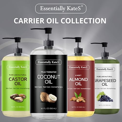 Essentially KateS Fractionated Coconut Oil 33.8 Fl Oz (2 x 16 Fl Oz) - Pack of 2 - Body Oil, Massage Oil, Hair Oil, Carrier Oil for Essential Oils - No Scent