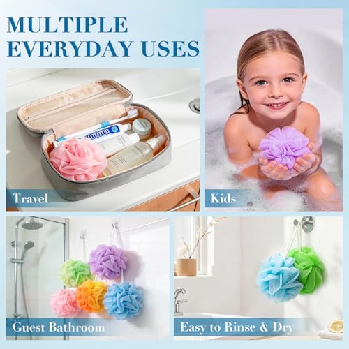 20 Pack Mini Loofah Sponge Travel Size Bath Puff, 5 Colors