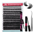 FADVAN Lash Extension Kit Thick Cluster Eyelash Extensions 9-16mm Volume Lash Clusters 100D Individual Eyelashes Kit with Lash Bond And Seal,Remover Tweezers For Beginner (100D, 0.07D, 9-16mm, Kit)