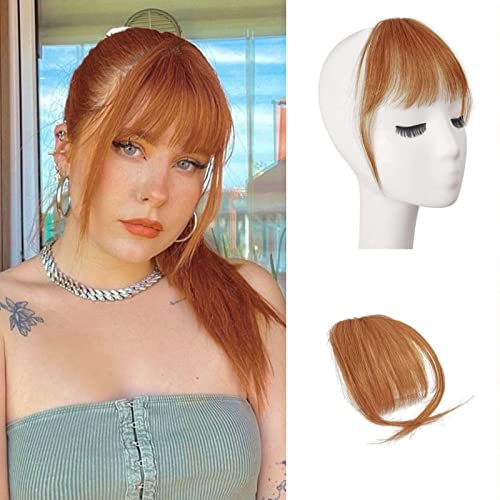Auburn Clip-In Human Hair Bangs | Wispy Fringe Extensions