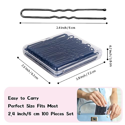 U Shaped Hair Pins - 100PCS Black Hairpins for Women & Kids, 2.4 Inch Hair Accessories with Storage Box - Hairdressing & Styling