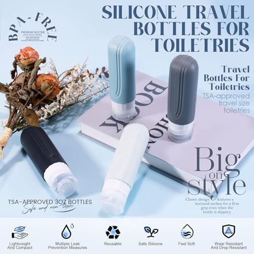 3oz TSA Approved Travel Bottles - Leak-Proof Silicone Set