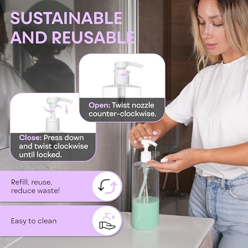 BRIGHTFROM 32 oz Pump Bottles, BPA-Free Shampoo Dispensers, 2 Pack