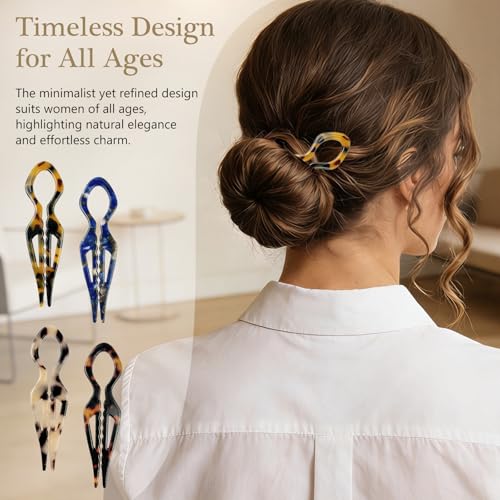 French Hair Pins Set - 4 Acetate Tortoise Shell Twist Clips