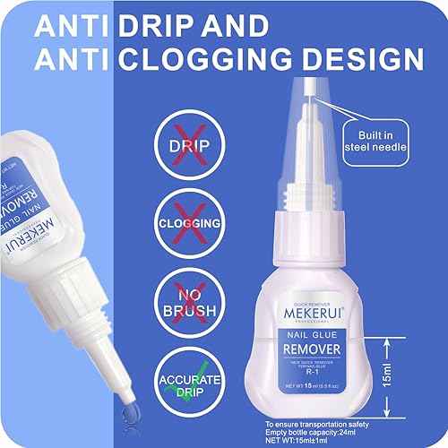 Mekerui(2 sets) New Upgrade Super Strong Nail Glue Gel and Quickly Glue Remover Set Press ons,G1 Long-lasting 30+ Days Without UV Light,R1 Dropper-type Easily Remove, Salon Professional