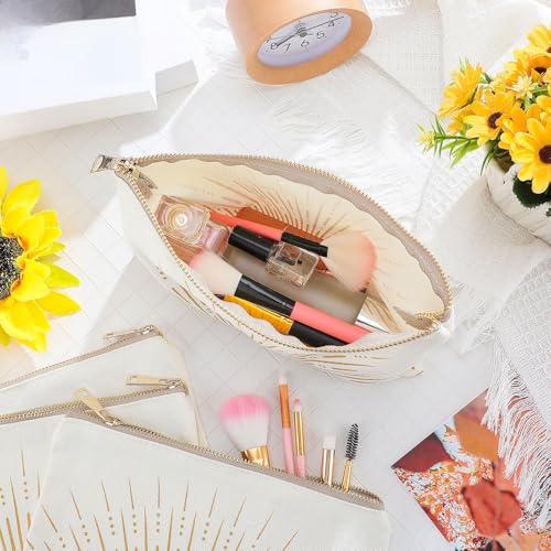 Pinkunn 10 Pcs Sunshine Ray Makeup Bag Organizer Mother's Day Boho Cosmetic Bag Cute Makeup Pouch Zipper Make up Small Cosmetic Pouch for Travel Accessory for Women Girls Travel