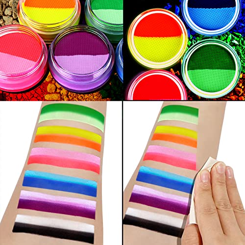 UV Glow Neon Face Paint Set - 12 Colors Water Activated