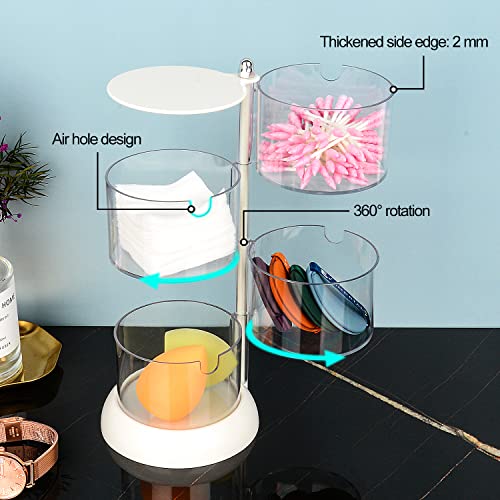 JessLab 3 Layer Clear Jewelry Organizer, 360¡Æ Rotatable Acrylic Hair Accessory Organizer, Hair Clip and Tie, Earring Holder Storage for Bathroom Vanity Countertop