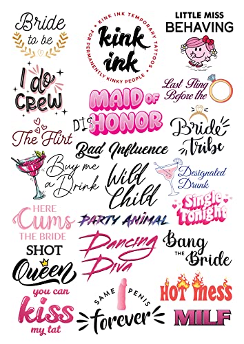 Bachelorette Party Temporary Tattoos - 27 Sexy Naughty Stickers