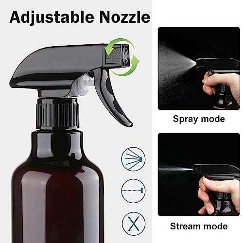 16.9oz Plastic Spray Bottles - 2 Pack with Adjustable Nozzle