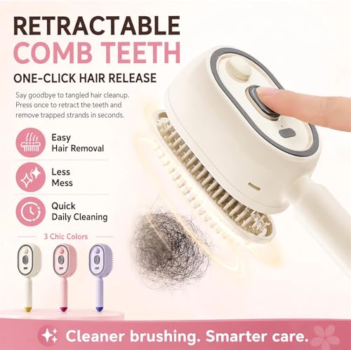 Electric Misting Hair Brush with Scalp Massage & Self-Clean