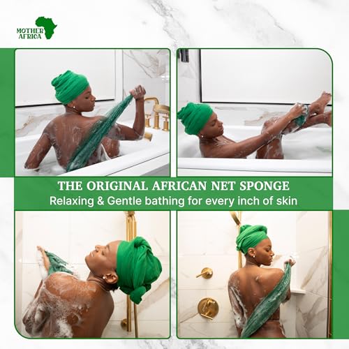 Mother Africa African Net Sponge 2-Pack - Authentic Exfoliating Body Scrubber
